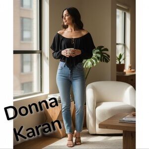 Donna Karan black off the shoulder bodysuit size 10